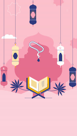 islamic design with quran and lanterns