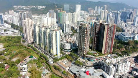 Aerial-view-over-Shenzhen-coastline-on-a-beautiful-clear-day