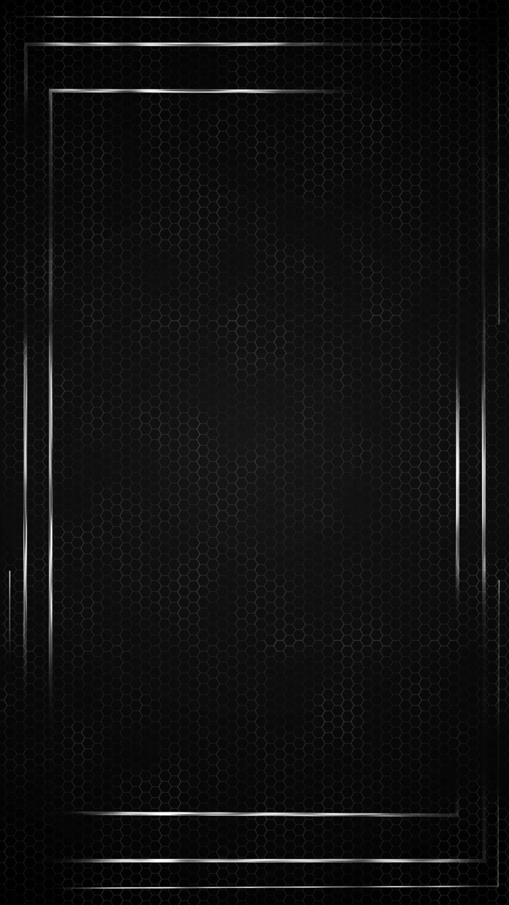 Dark futuristic hexagon border template with silver frame lines shadowed panels and wide copy space
