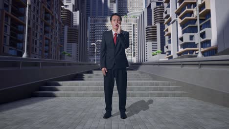 businessman in city surprised