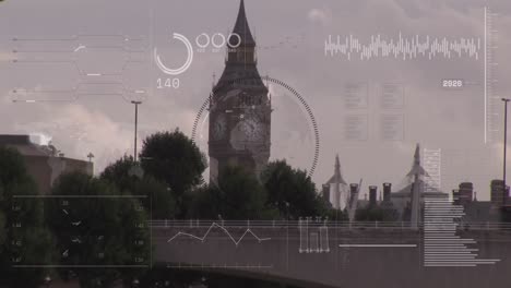 Animation-Der-Finanzdatenverarbeitung-über-Der-Londoner-Stadtlandschaft