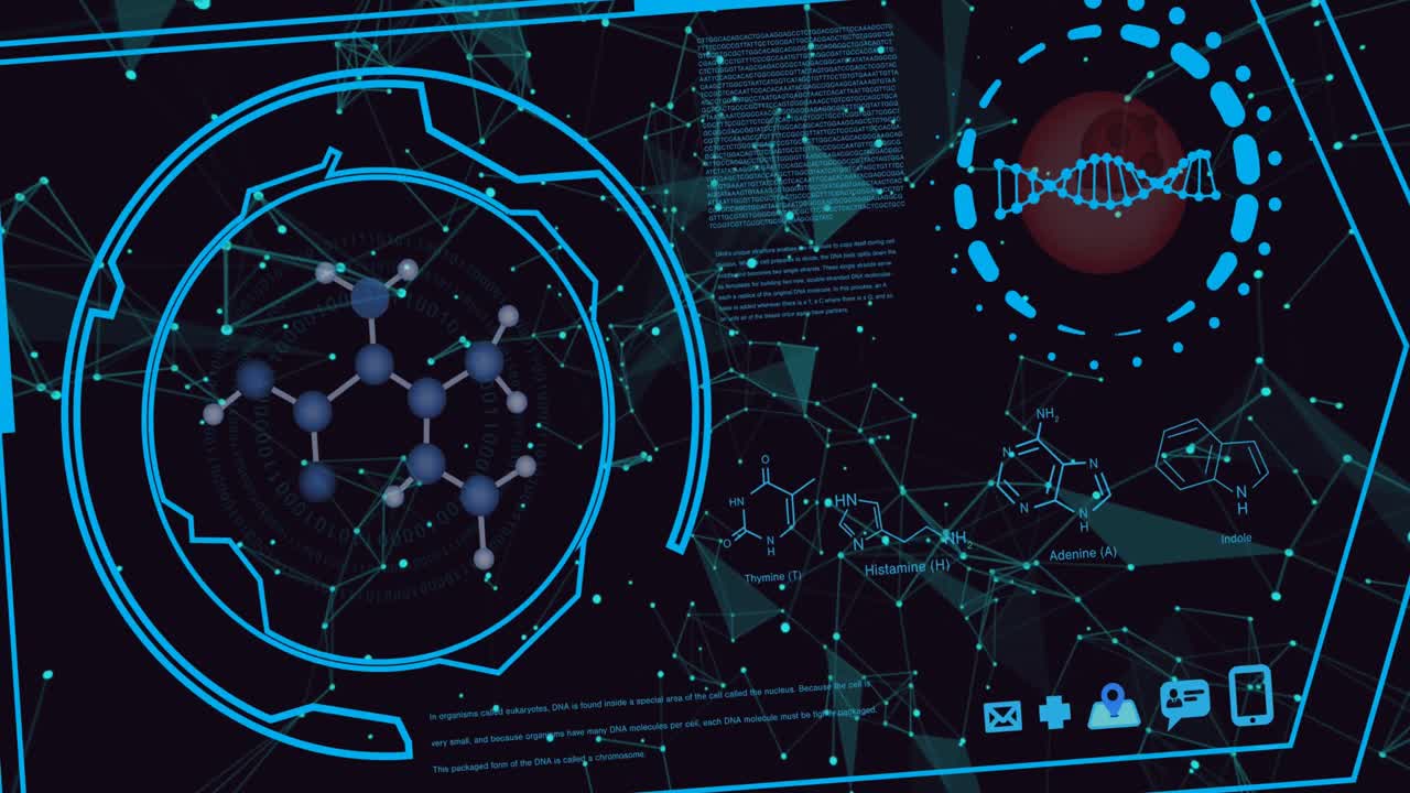 검은 바탕에 과학 데이터 처리의 애니메이션