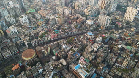 congested dense infrastructure of a city