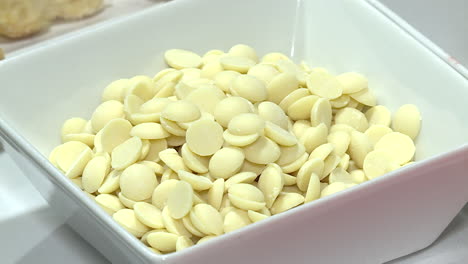 white chocolate chips in a bowl