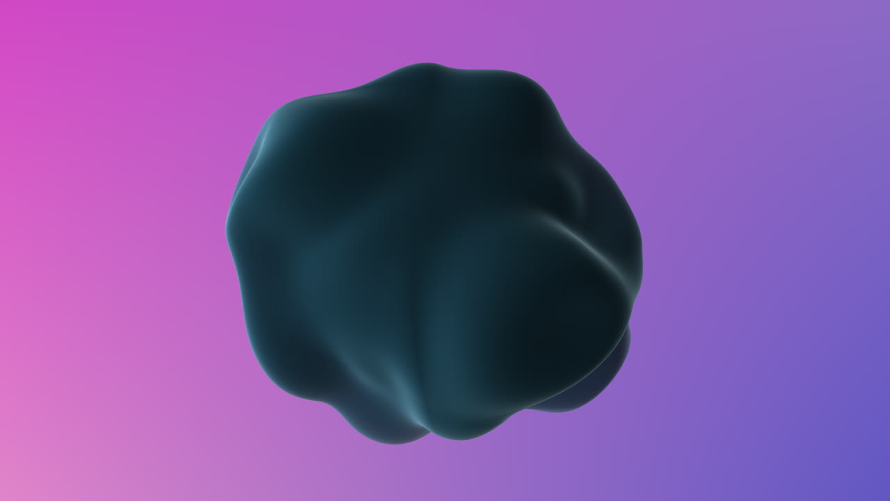 Abstract 3d rendering of floating black cube on vibrant background