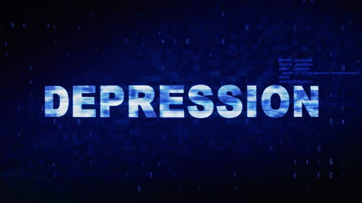 Depression text digital noise twitch and glitch effect tv screen loop animation background login and