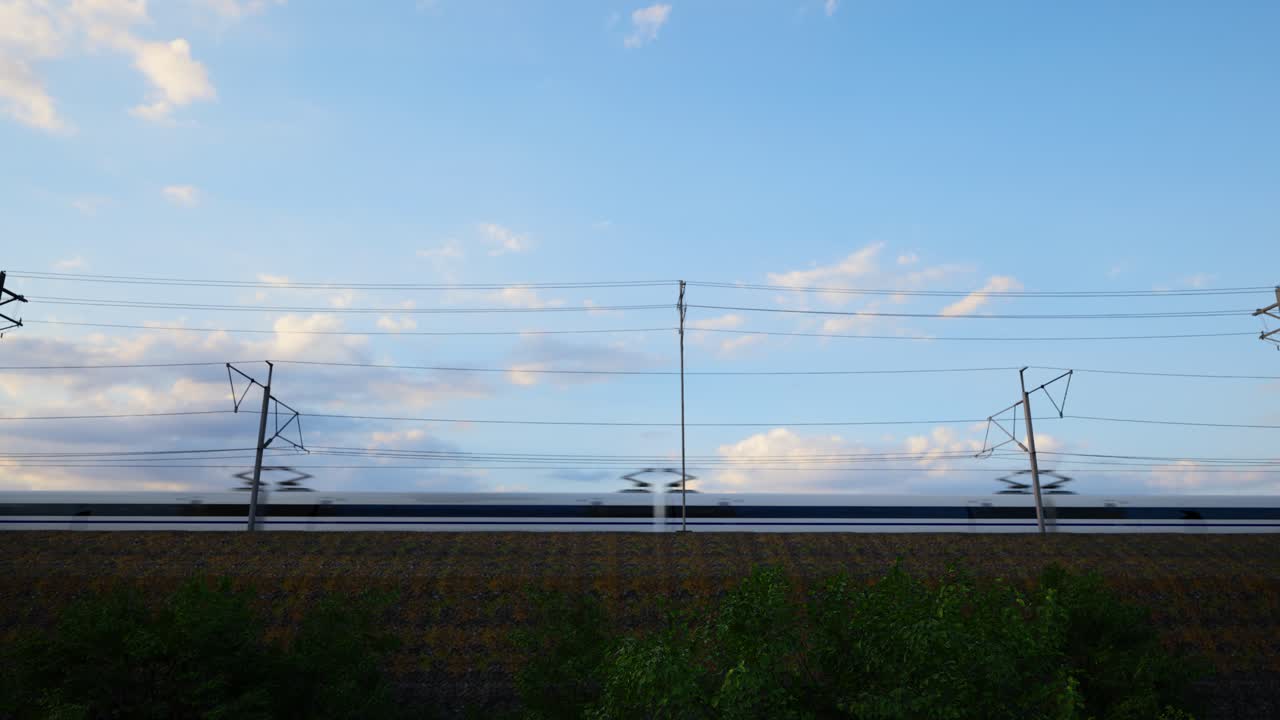 пассажирский локомотив высокоскоростного поезда в движении на железной дороге