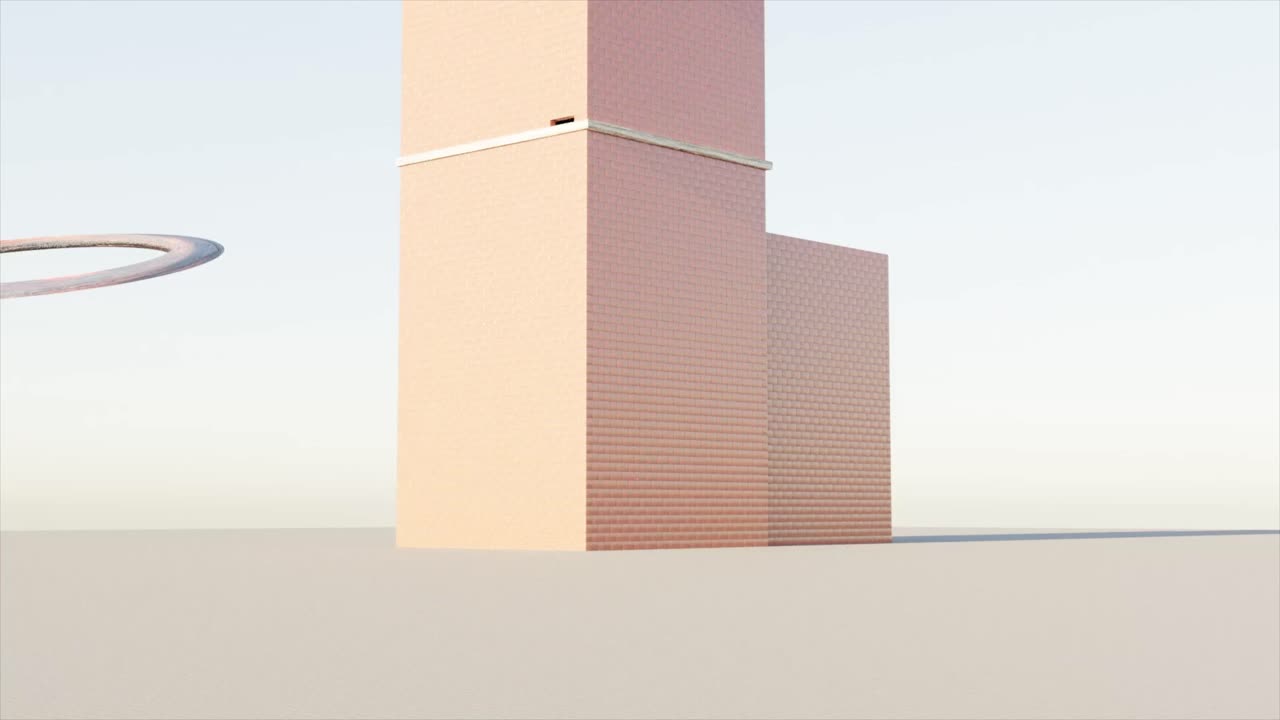 반지와 함께 폭발하는 벽돌 벽의 3d 렌더링