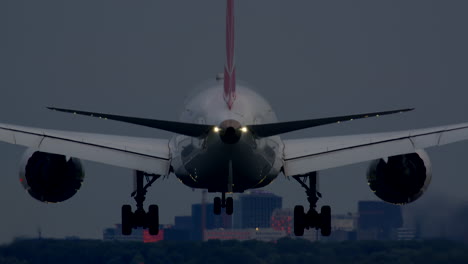 airplane landing at night