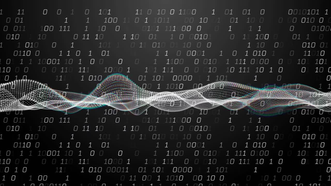 Animation of data processing on black background