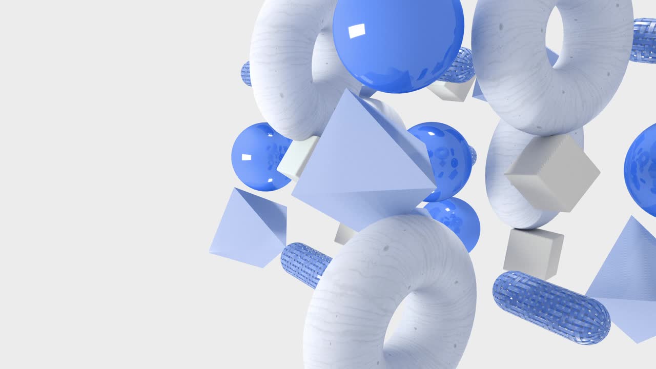 Abstract 3d geometric shapes. 4k seamless loop animation.