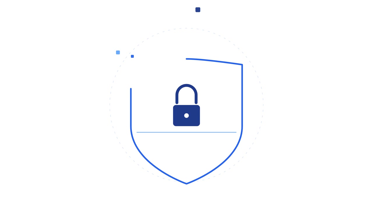 Animated Shield Icon with Padlock Symbol for Cybersecurity Concept
