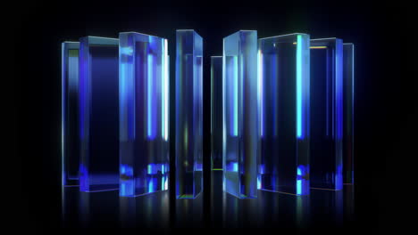 looping chromatic glass structures spinning in circle