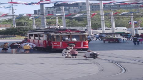 red tram in istanbul