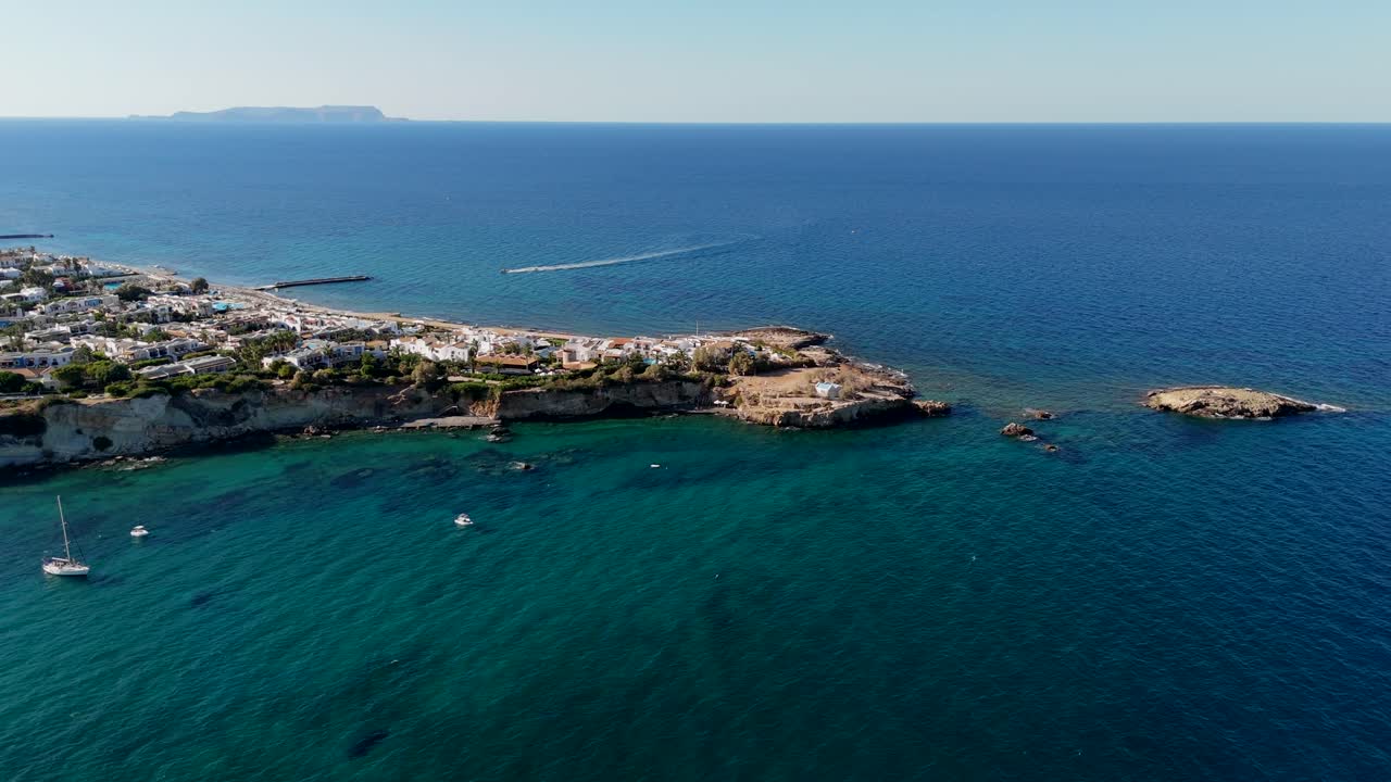 Aerial View of a Coastal Town in Crete, Greece