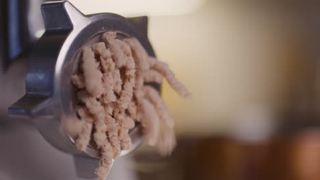 close-up of grinding meat