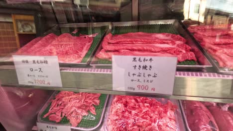 showcasing premium wagyu beef in a butcher shop