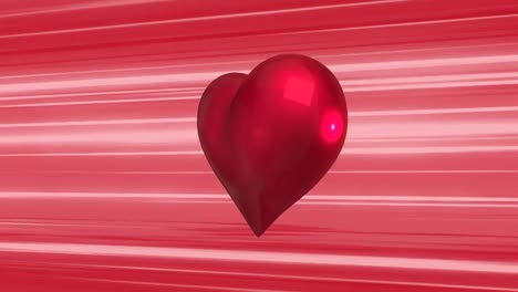 animation of spinning heart beating on red stripes moving in seamless loop