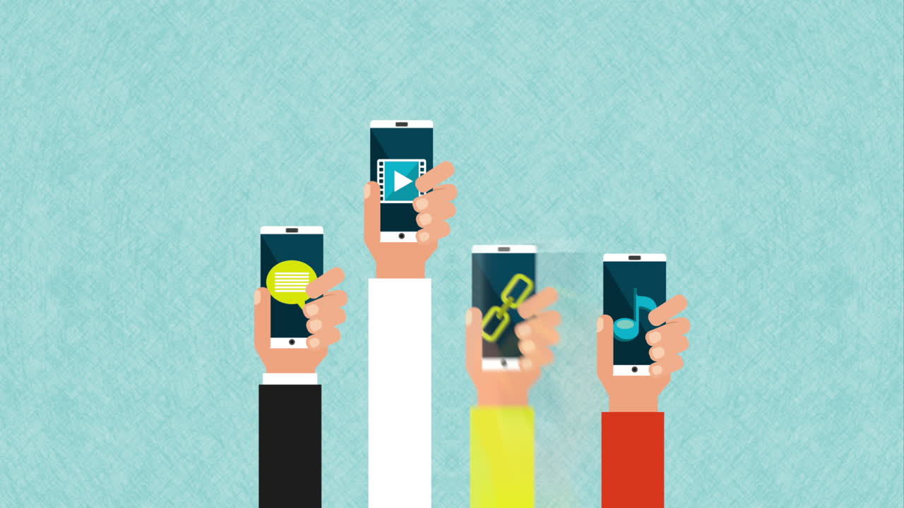 dispositivos móviles con varias aplicaciones de medios