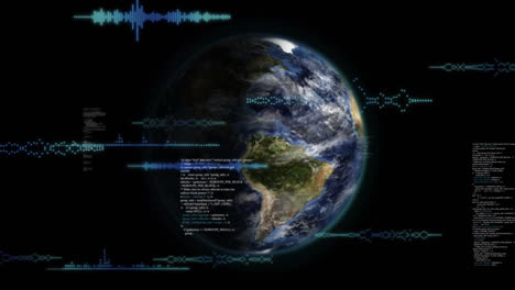 animación del procesamiento digital de datos y la interfaz digital sobre un fondo oscuro