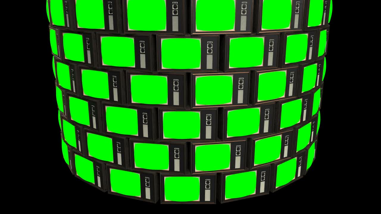 오래된 tv 녹색 스크린 레트로 80s 90s 빈티지 배경, 크로마 키, 원활한 4k 루프