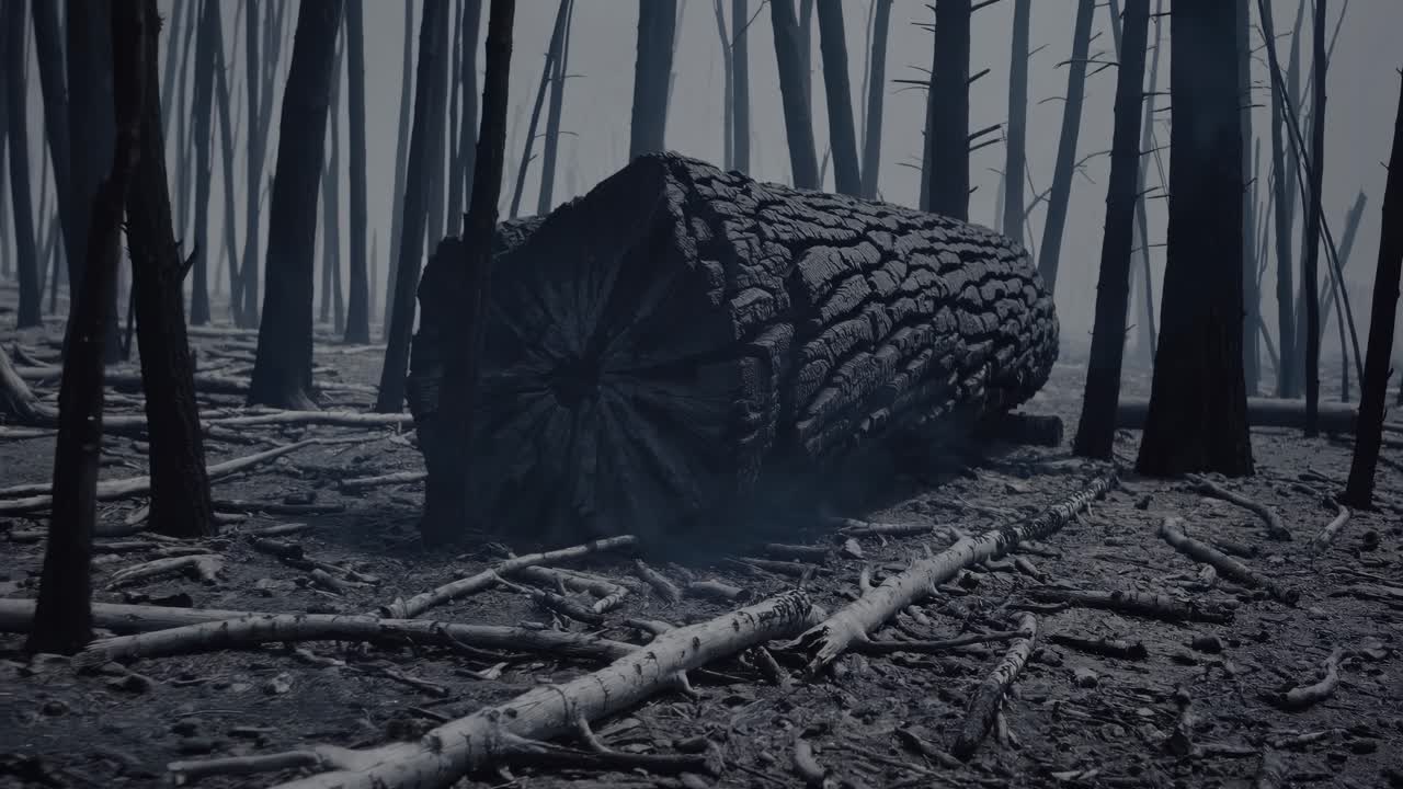 bosque quemado después de un incendio