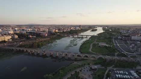 aerial panorama of river crossings in spanish border town