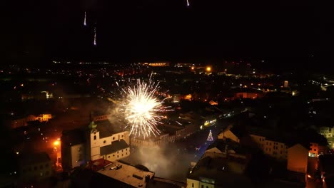 fireworks in the city of svitavy in the czech republic