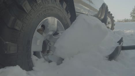 off-road vehicle in deep snow