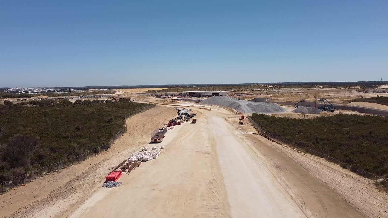 trabajos de construcción de la estación de alkimos, extensión ferroviaria de yanchep perth - vista aérea