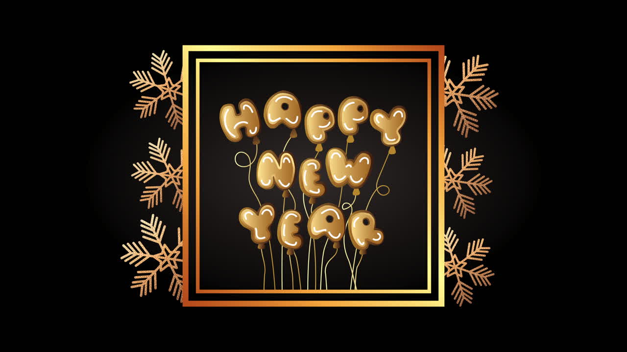 buon anno nuovo lettere d'oro con fiocchi di neve