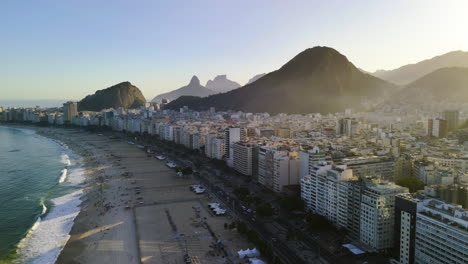 aerial view of copacabana beach and rio de janeiro skyline with mountains
