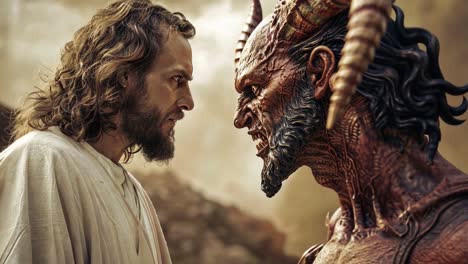 jesus confronts the devil in a spiritual battle