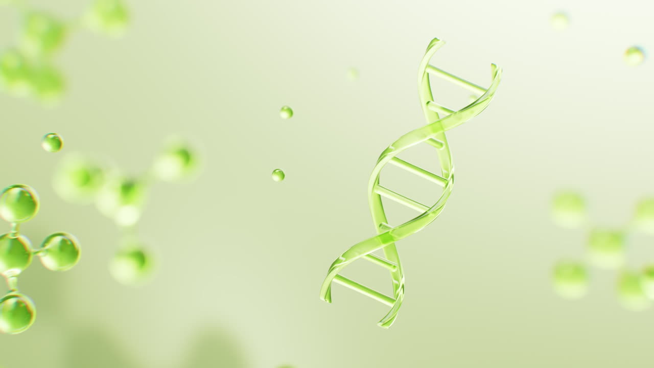 Transparent green molecules background, 3d rendering