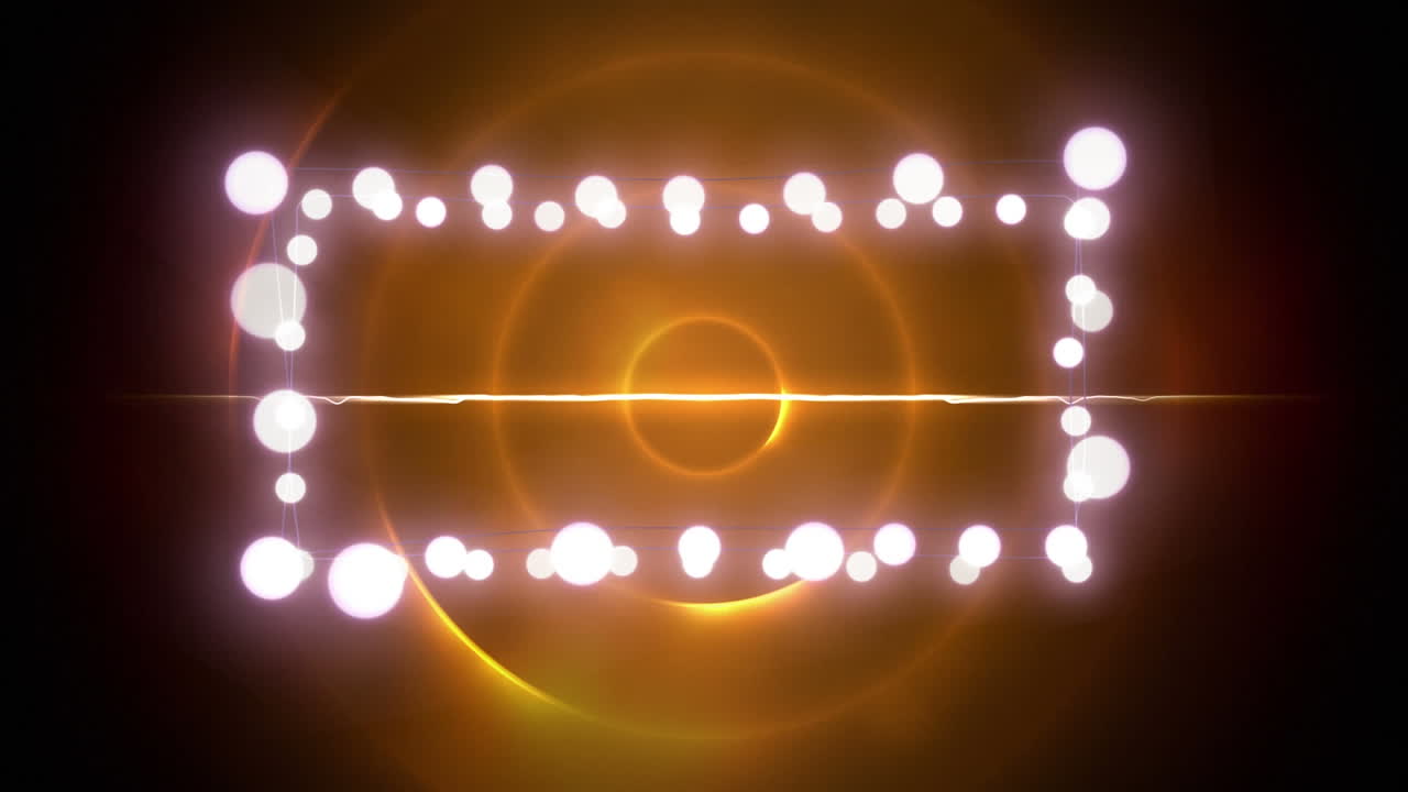 오렌지색 원 위에 복사 공간과 함께 크리스마스 요정 불빛의 애니메이션