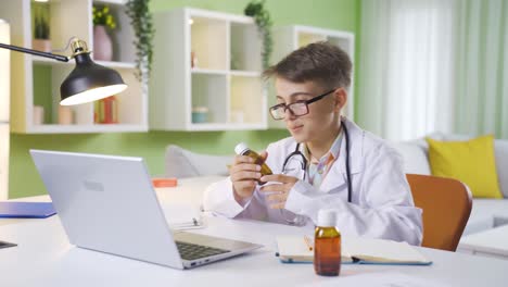 Curious-boy-pretending-to-be-Doctor-at-home.-Funny.