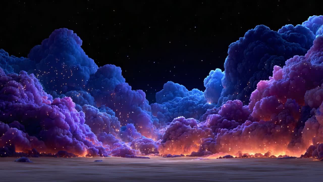A Mesmerizing Celestial Landscape: Vibrant Clouds and Twinkling Stars Create a Dreamlike Atmosphere in a Cosmic Night Sky