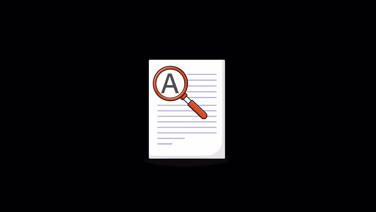 Animated Magnifying Glass Reviewing a Document with a Question Mark