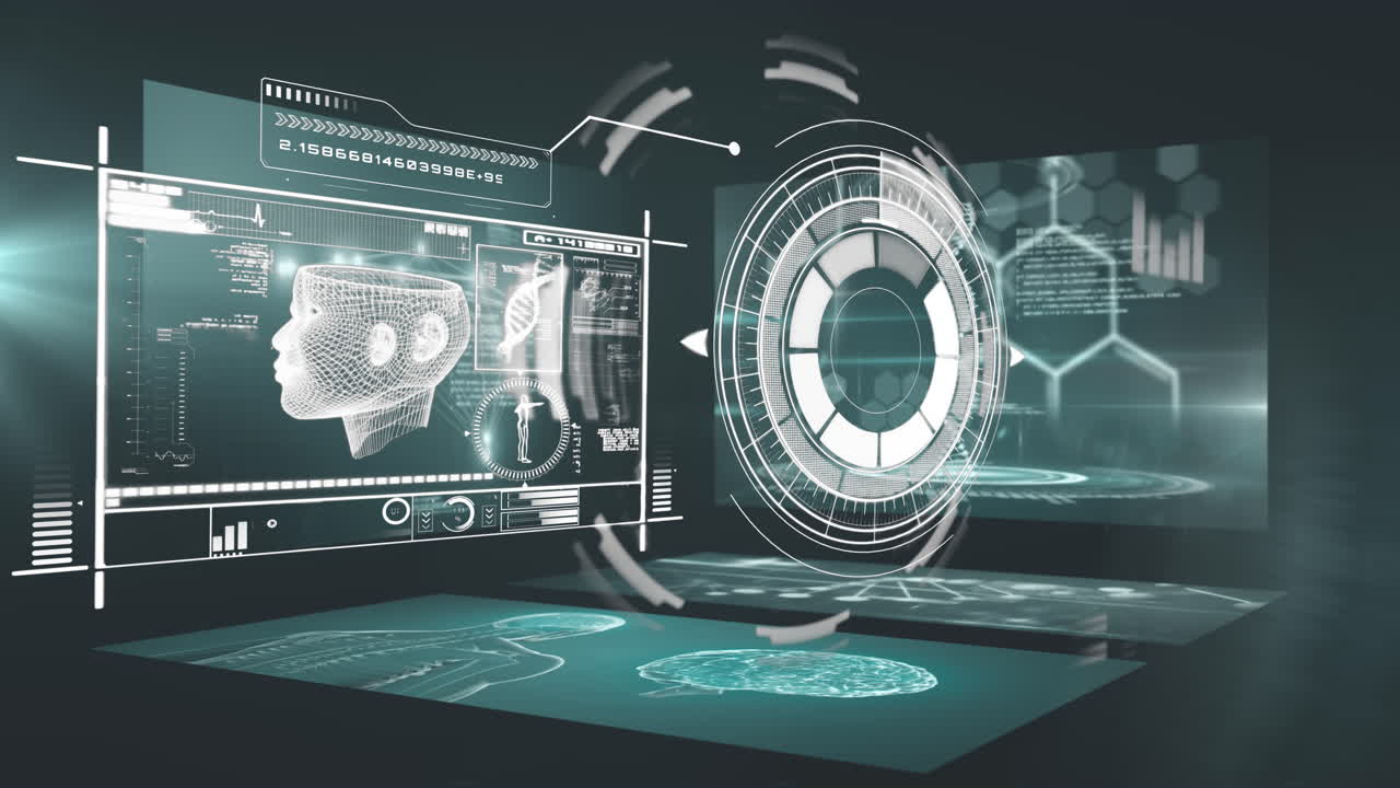 검은 바탕에 대한 범위 스캔과 데이터 처리의 애니메이션