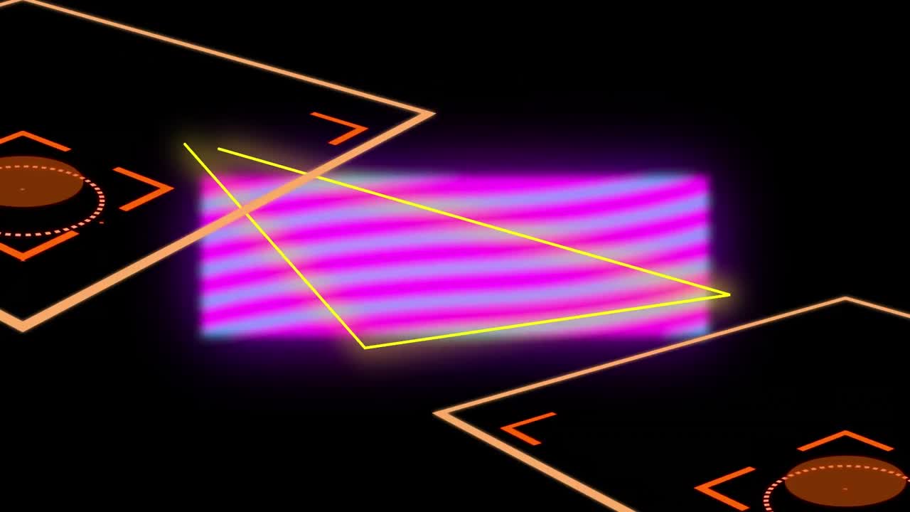 어두운 배경 에 있는 다채로운 네온 모양 의 애니메이션