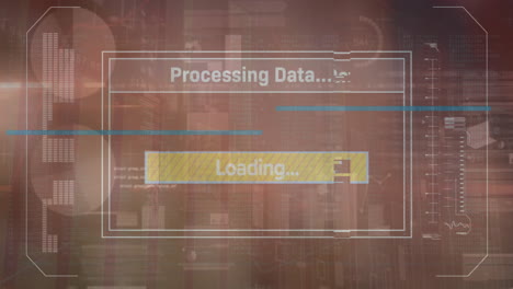 Animation-of-loading-bar-with-texts-over-multiple-graphs-and-trading-board-over-abstract-background