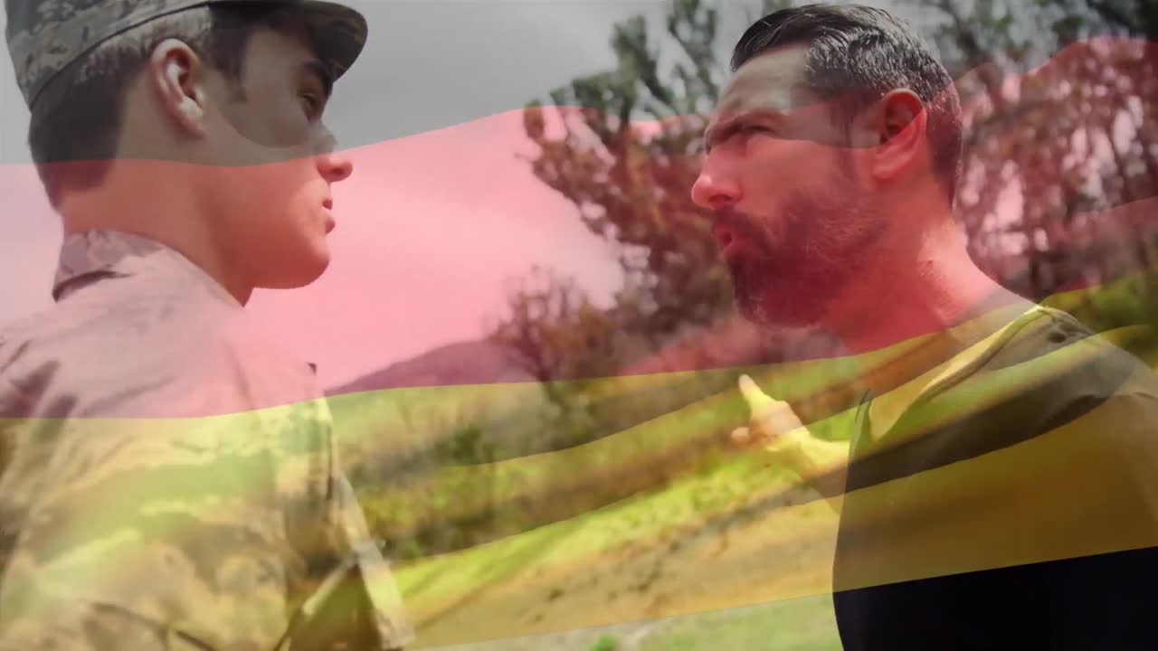 군인 위에 독일의  ⁇ 발의 애니메이션