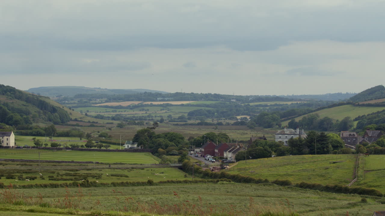 wide shot looking east into the village of St bees. West lake district