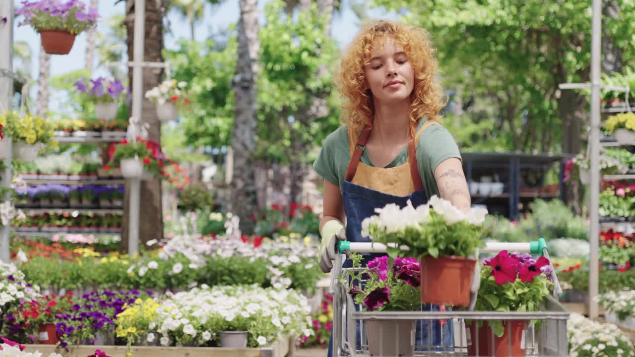 Woman Shopping for Flowers at a Garden Center