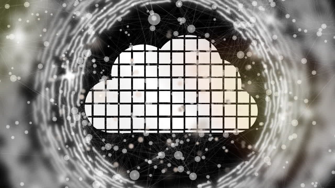 Animation of cloud icon with networks of connections