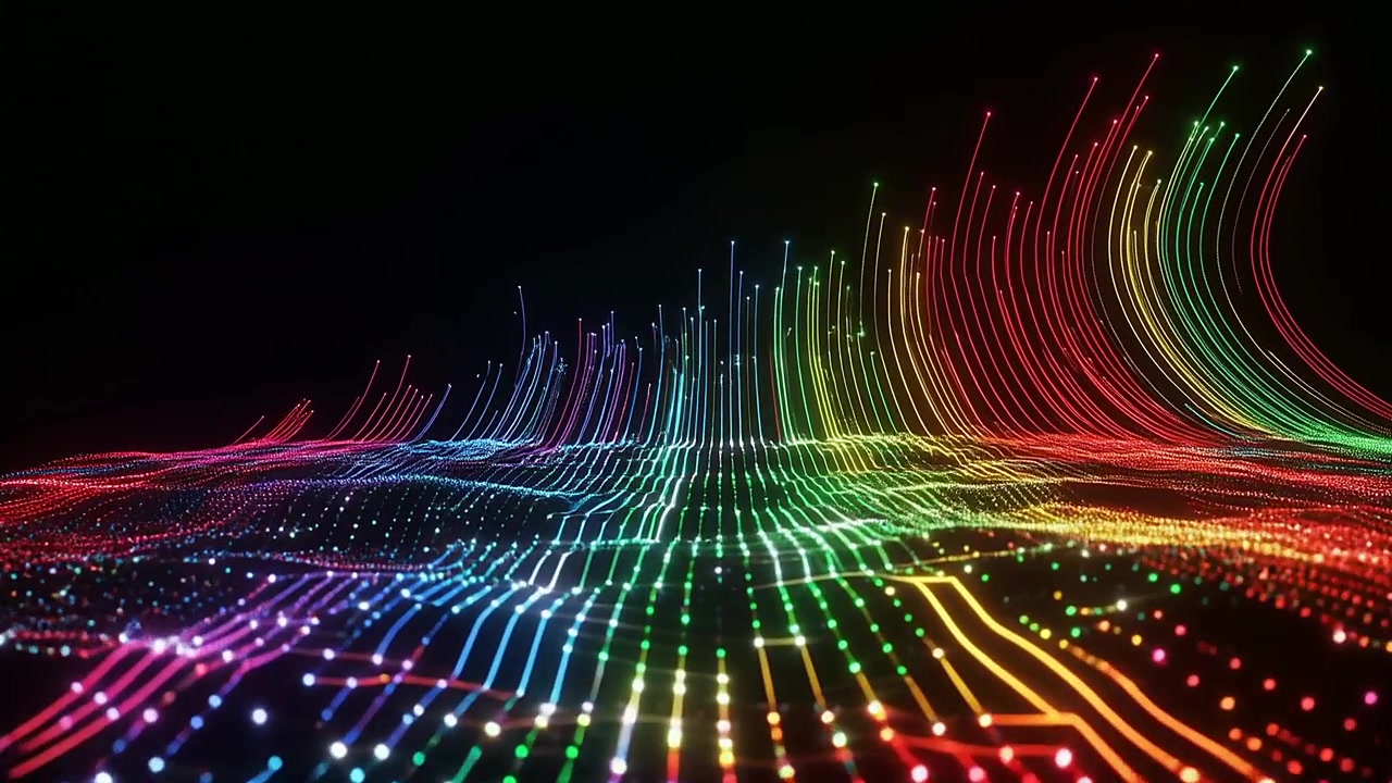 Abstract Visualization of Digital Data Flowing in a Colorful Network