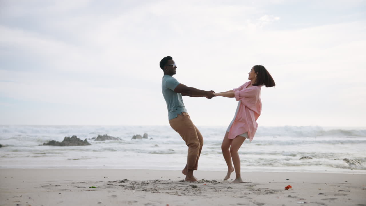 Couple enjoying a romantic moment on the beach