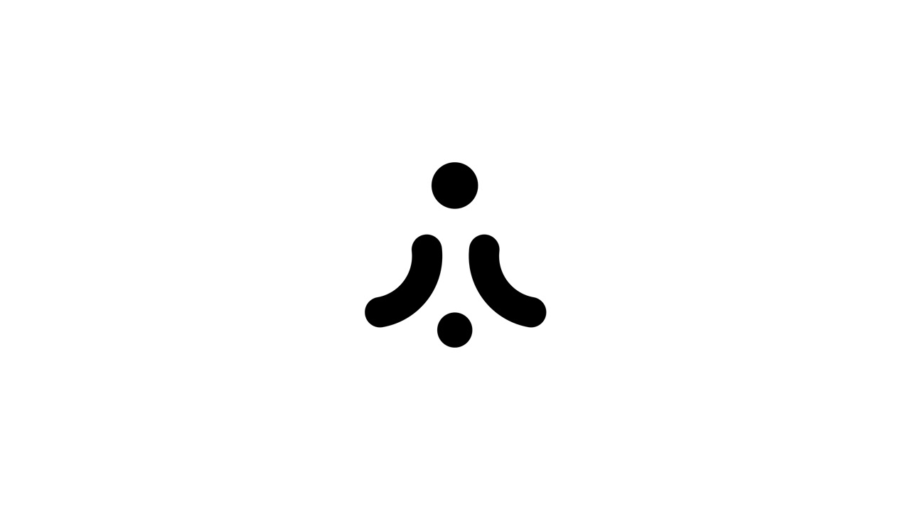 Spinning atom symbol with connecting dots animation isolated on white background