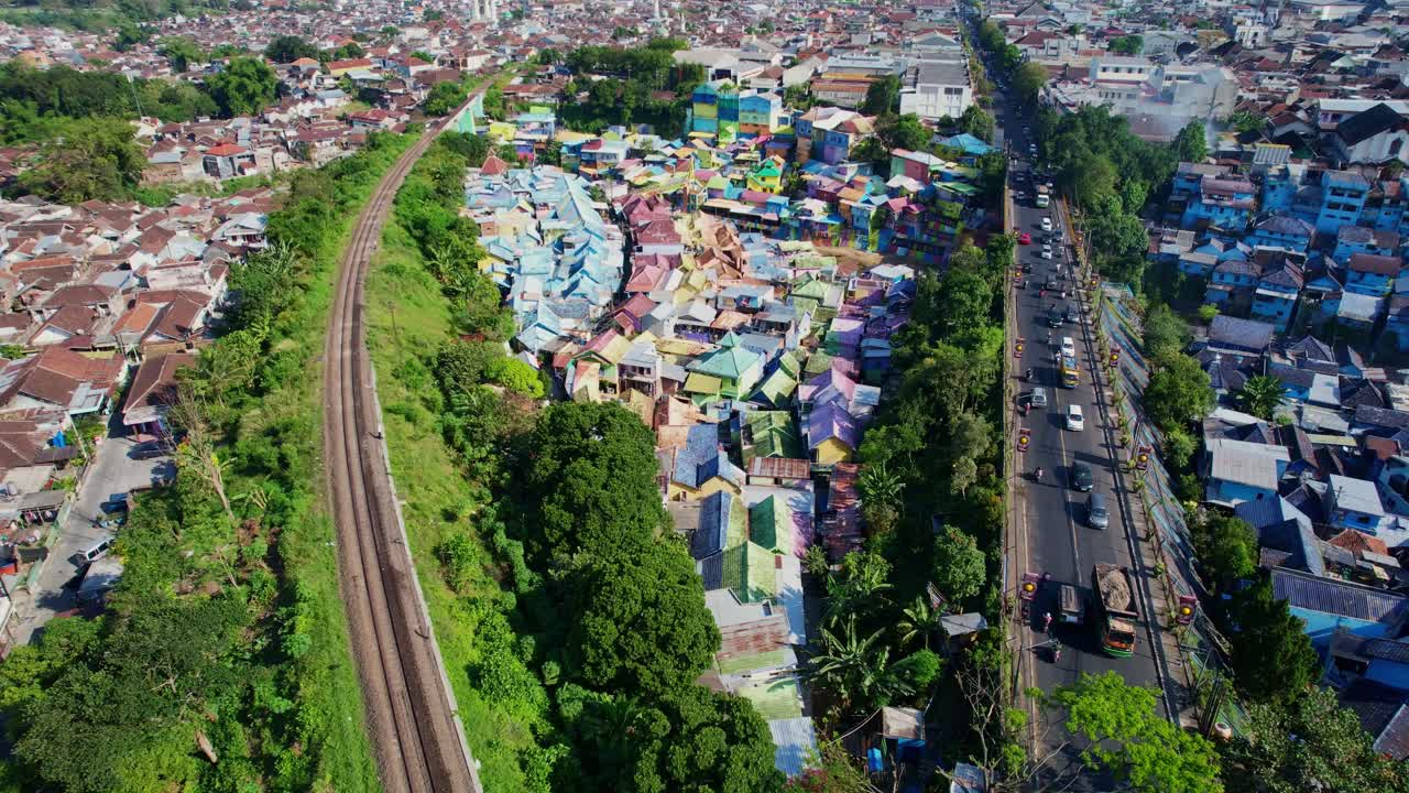 Colorful houses in Malang's Kampung Jodipan, a vibrant tourist spot