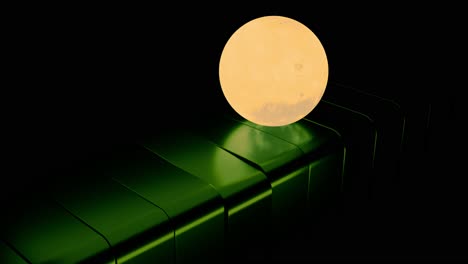 luna abstracta en una plataforma verde